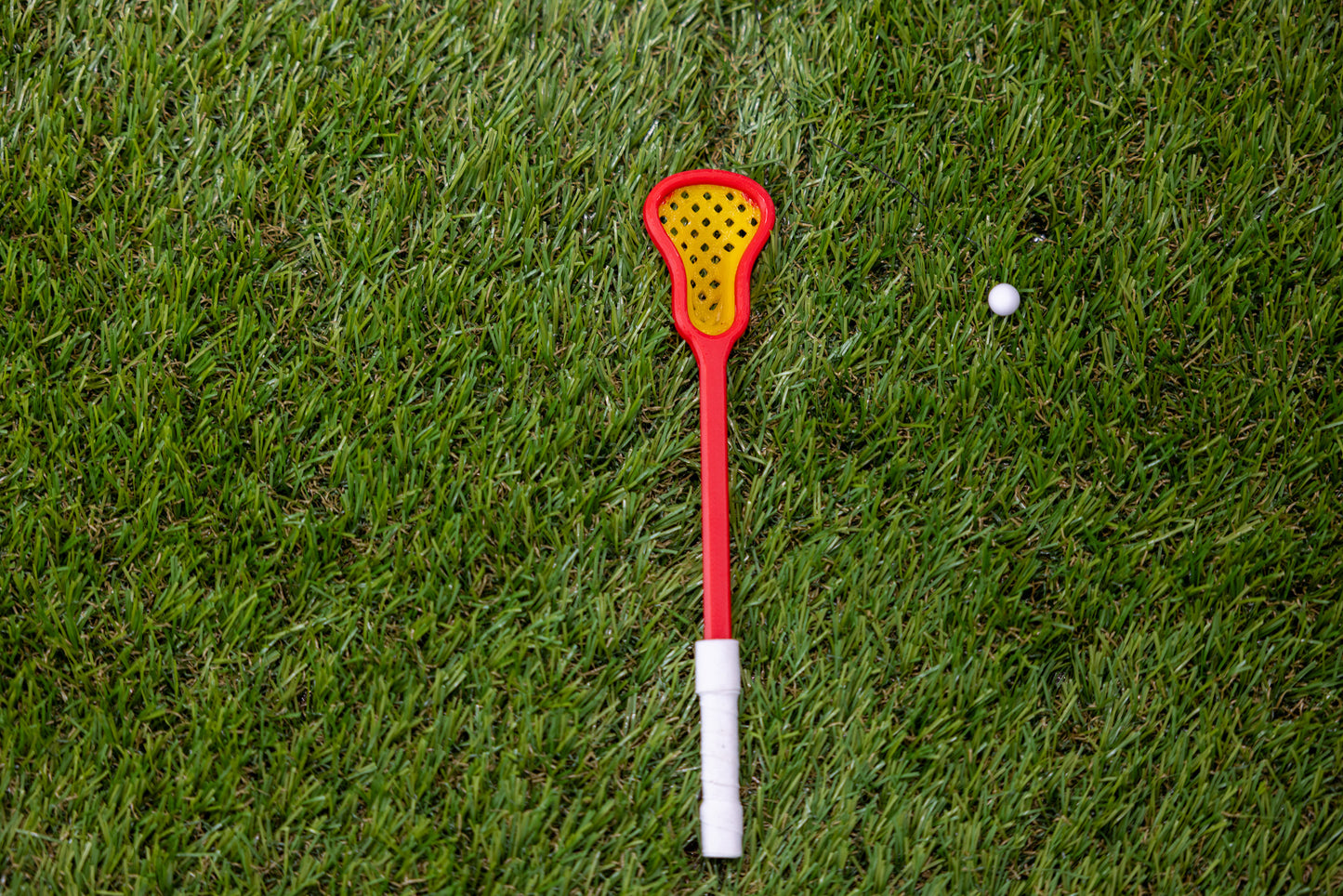 Mini Lacrosse Decorative Stick Red Stick/ Yellow Basket