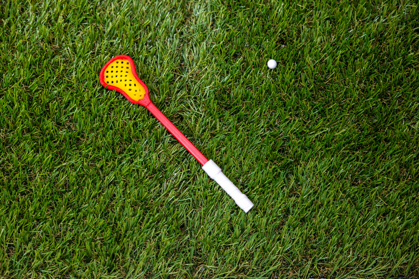 Mini Lacrosse Decorative Stick Red Stick/ Yellow Basket