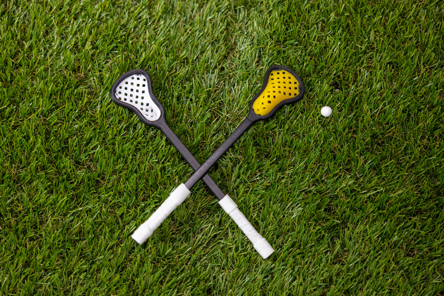 Mini Lacrosse Decorative Stick Black Stick/ Yellow Basket